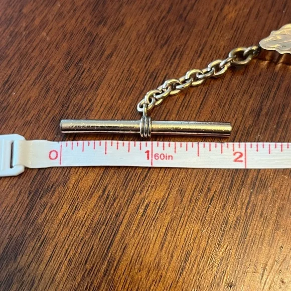 62.32 Gram Antique Gold Filled Albert Watch Curb Chain with T-Bar- 15.5” - Picture 8 of 14